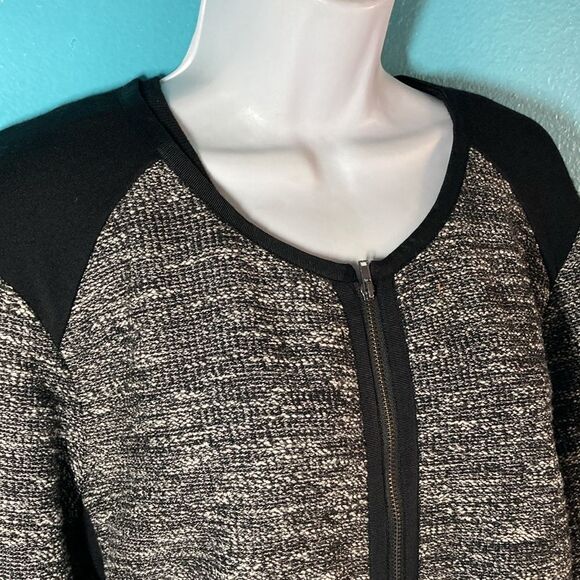 Eileen Fisher Cardigan Zip Front Jacket 2X Black Tweed Stretch Top - Picture 5 of 14